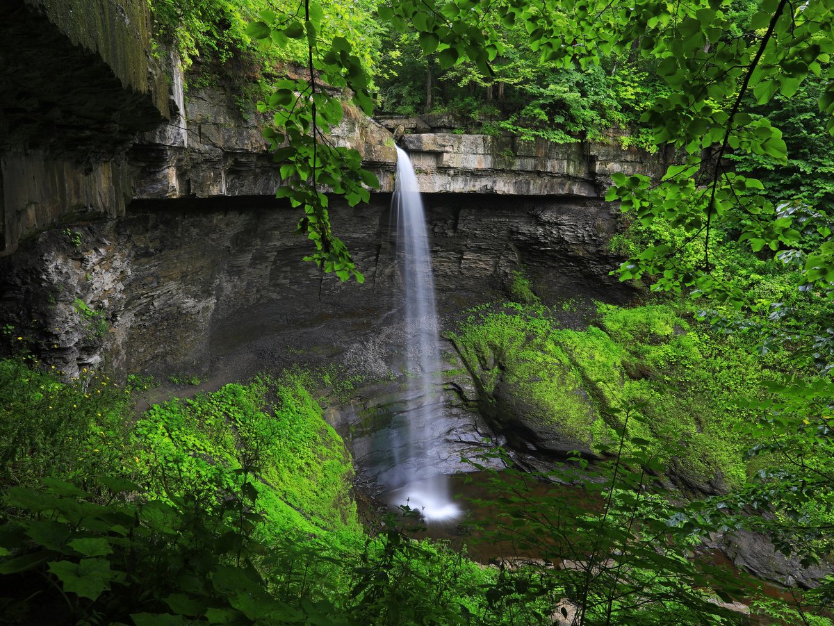 A long skinny waterfall
