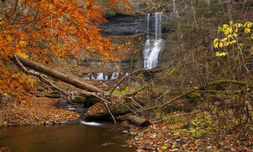 A waterfall