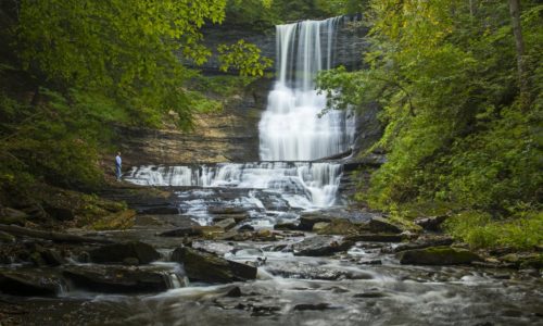 A waterfall