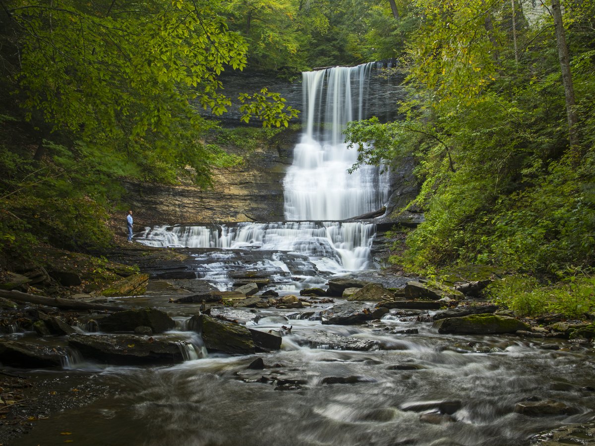 A waterfall