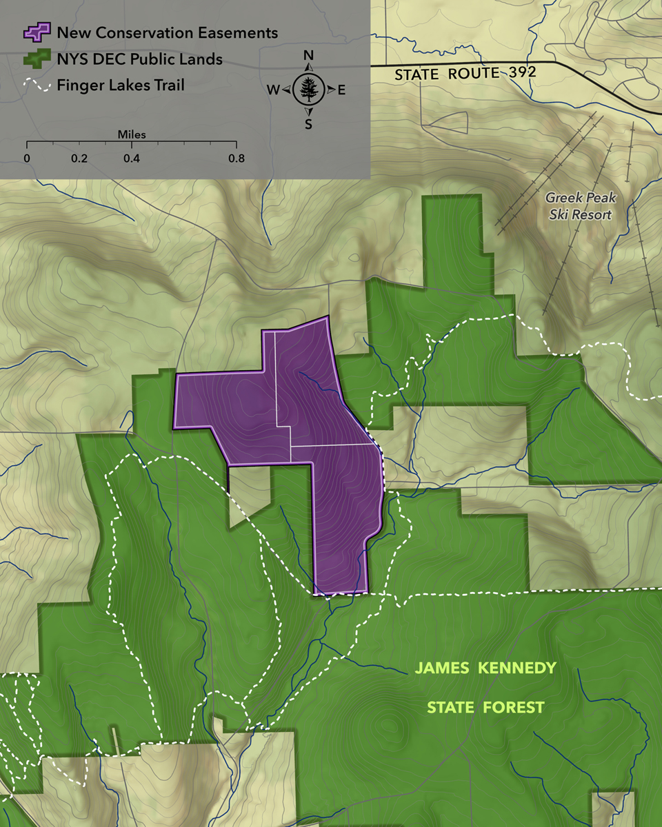 A map detailing the protected lands