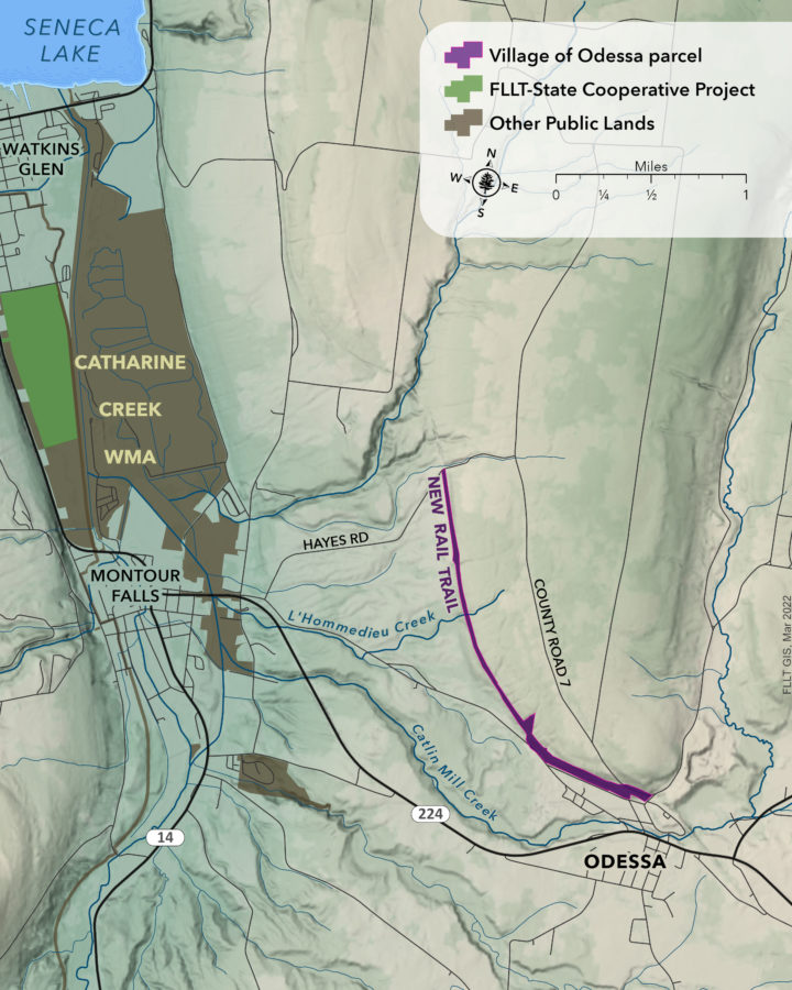 A map showing the location and length of the rail trail