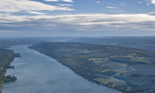 A lake separated by a bluff
