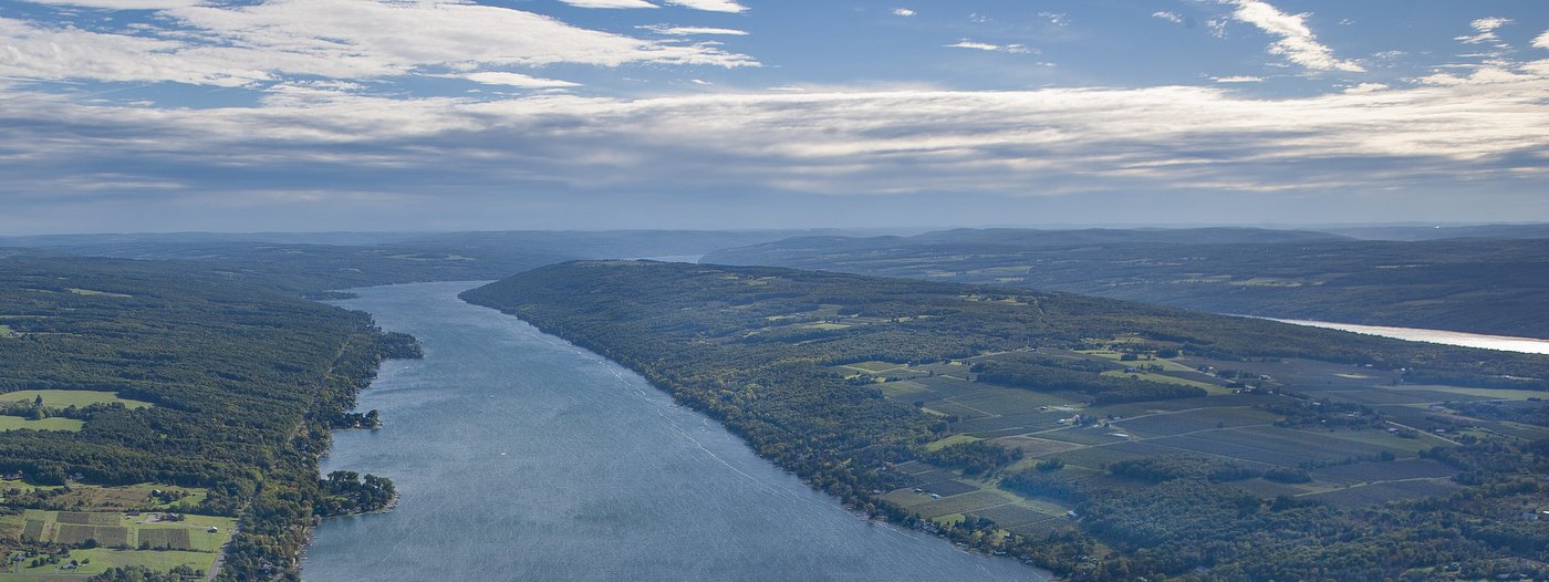 A lake separated by a bluff